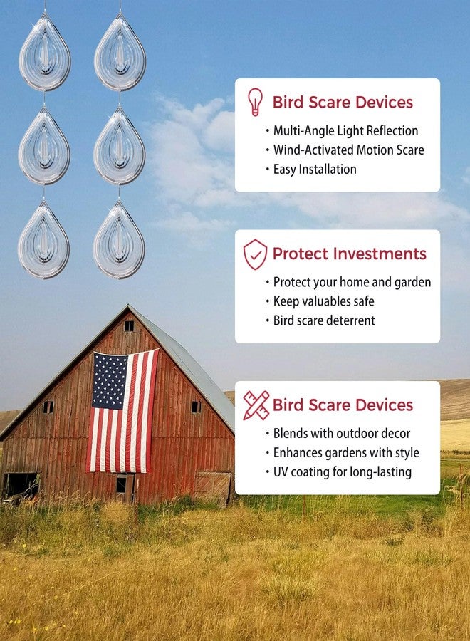 Nixroork Highly Reflective 3D Bird Scare Discs -Water Droplets Wind Spinners Outdoor Deterrents to Keep Birds Away, Sparkly Bird Reflectors for Garden, Patio & House Protection Against Woodpeckers, Pigeons - Image 2