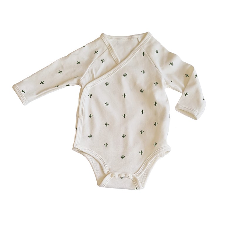 Real Tickle Tickle Tickle Tickle Desert Spiky Organic FullSleeve Kimono Bodysuit 3-6 Months - Image 1