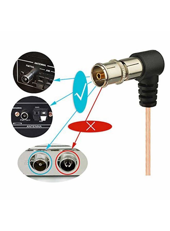 Superbat FM Antenna Dipole Antenna Indoor 75 Ohm with F Type Male Connector for Yamaha JVC Sony Bose Natural Sound Stereo Receiver - Image 4