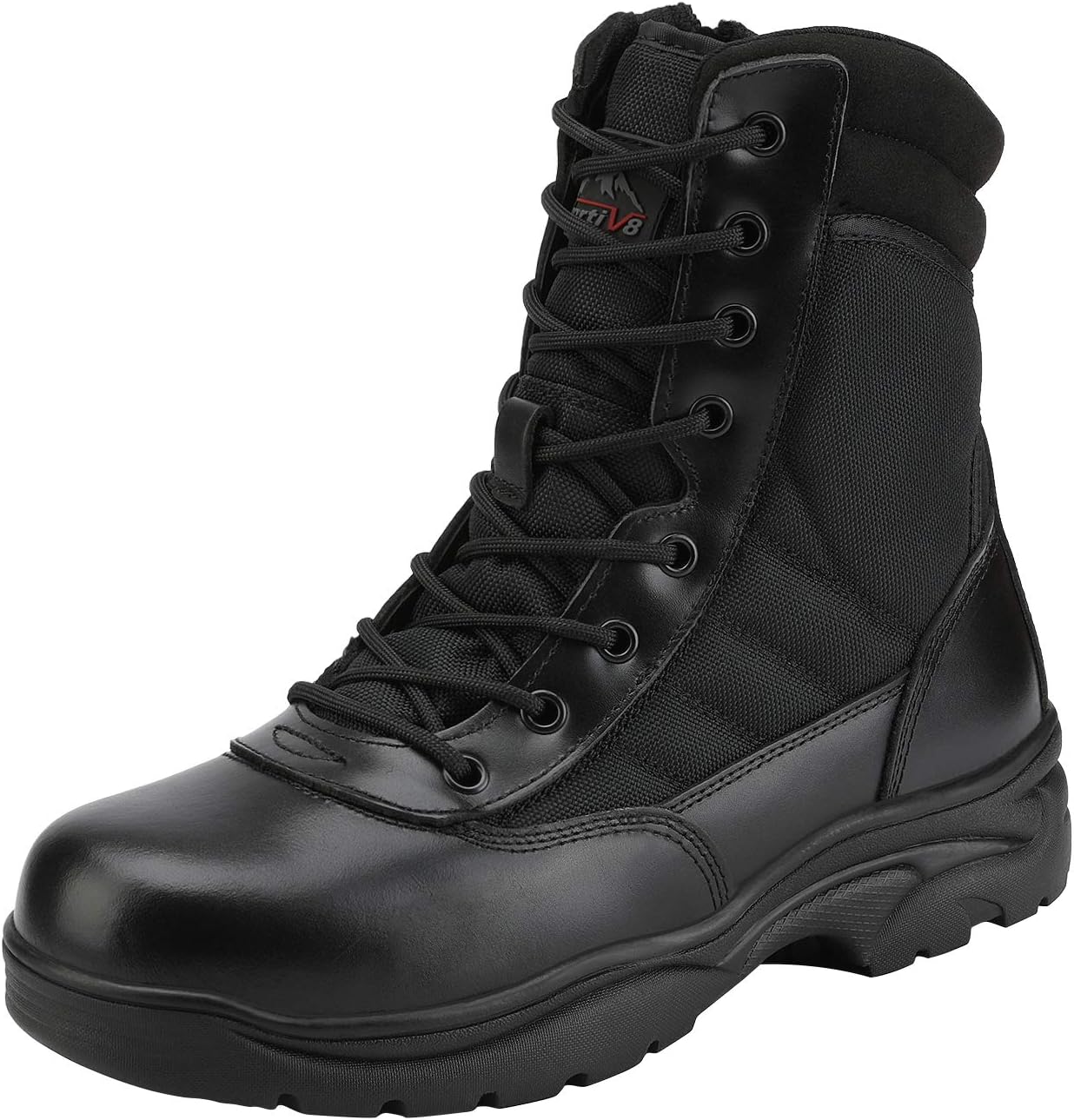 NORTIV 8 Men's Military Tactical Work Boots with Side Zipper - 8 Inches Black Combat Boots