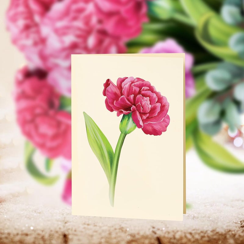 Airpark Mothers Day Gifts Pop Up Flower Card, 3D Carnation Bouquet Mothers Day Cards for Mom Women, Birthday, Thank You, Teacher Appreciation Gifts, Floral Card with Envelope & Note - Image 5