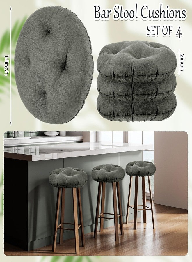 Marsui 4 Pieces Soft Stool Covers Round Bar Stool Cushions with Elastic Band Padded Bar Stool Seat Covers Nonslip Round Seat Cushions for Chairs Stool Slipcovers (Dark Gray,12 Inch) - Image 2