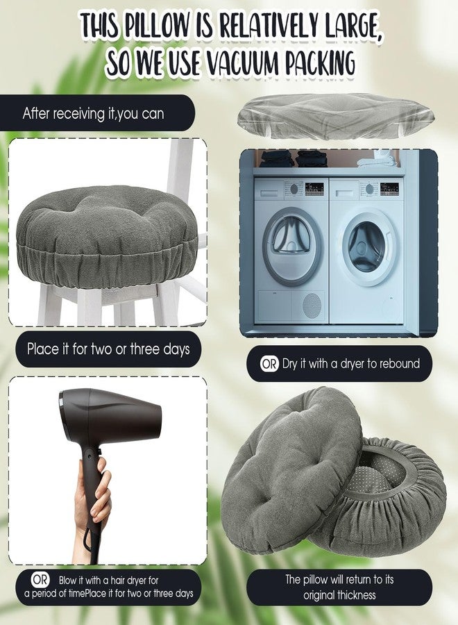 Marsui 4 Pieces Soft Stool Covers Round Bar Stool Cushions with Elastic Band Padded Bar Stool Seat Covers Nonslip Round Seat Cushions for Chairs Stool Slipcovers (Dark Gray,12 Inch) - Image 4