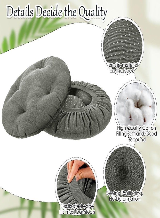 Marsui 4 Pieces Soft Stool Covers Round Bar Stool Cushions with Elastic Band Padded Bar Stool Seat Covers Nonslip Round Seat Cushions for Chairs Stool Slipcovers (Dark Gray,12 Inch) - Image 3