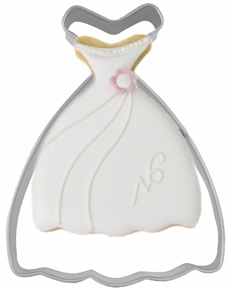 Comais Large Size Dress Shaped Cookie Cutter Stainless Steel Offtheshoulder Wedding Princess Dress Cookie Cutter 43 Inches