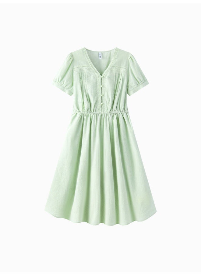 سيمير فستان بلون موحد وتفاصيل مطرزة للنساء - Image 1