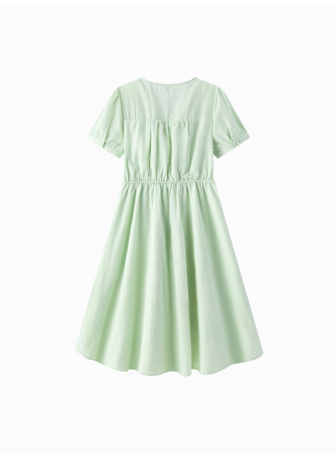 سيمير فستان بلون موحد وتفاصيل مطرزة للنساء - Image 2