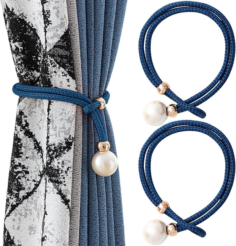 Decorative Curtain Tiebacks Set of 2, Elegant Rope Curtain Holders with Pearl Design, No Hook Curtain Holdbacks for Drapes, Sheer Curtains, Bedroom, Living Room and Office - Image 2