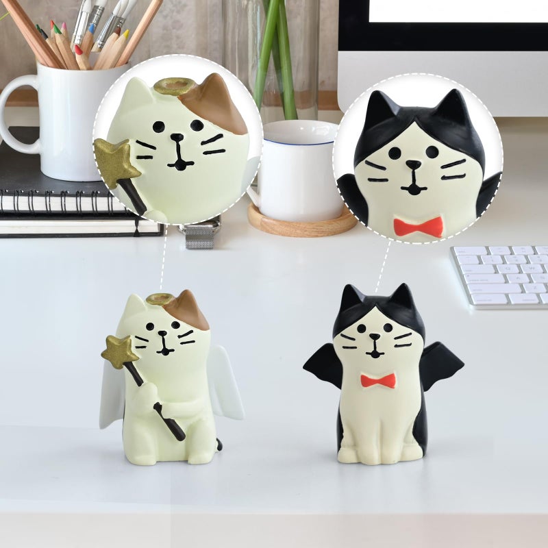 RAQWI 2Pcs Cute Mini Cat Figurine for Office, Home Decoration for Cat Lovers - Image 3