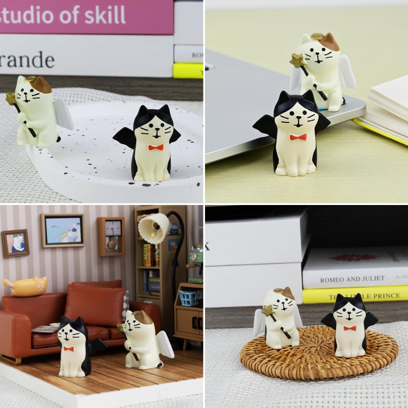 RAQWI 2Pcs Cute Mini Cat Figurine for Office, Home Decoration for Cat Lovers - Image 4