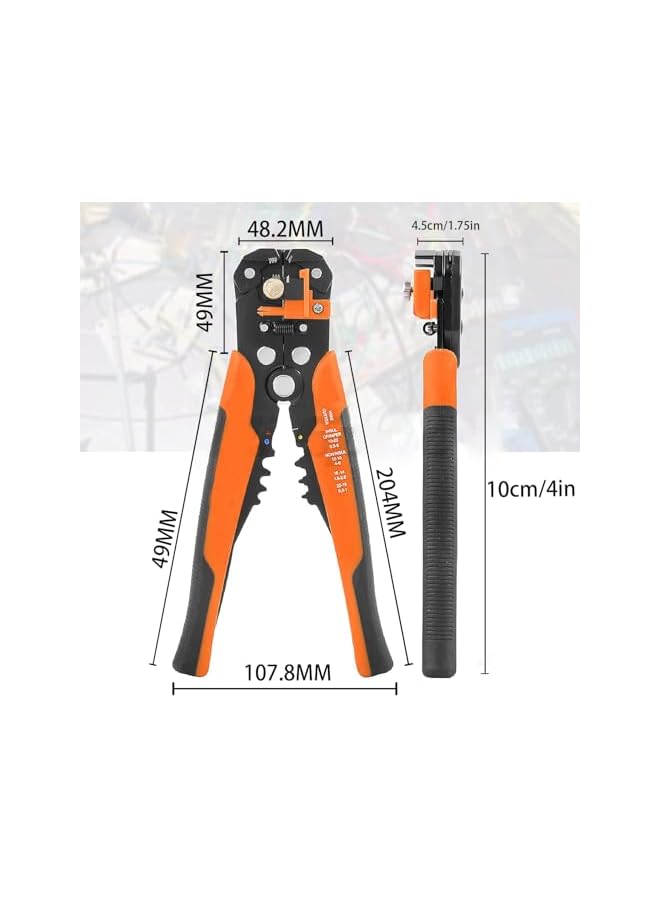 promass Multifunctional Cable Wire Stripper Cutter - Cable Cutters, Professional Electrical Wire Stripping Tool, Self-adjusting 8" Automatic Wire Stripper for Electrical Cable Cutting (Orange) - Image 2