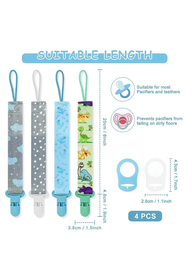 4 Pieces Baby Fake Strap Clip, Pacifier Clip, Pacifier Clip with 4 Silicone Adapters, Pacifier Chain Clip for Everyone, Pacifier, Teething Toys, Baby Essentials - Image 2