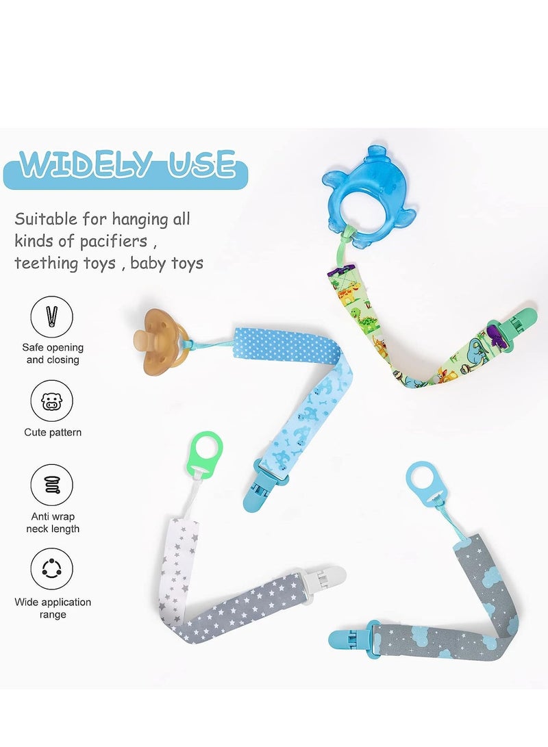 4 Pieces Baby Fake Strap Clip, Pacifier Clip, Pacifier Clip with 4 Silicone Adapters, Pacifier Chain Clip for Everyone, Pacifier, Teething Toys, Baby Essentials - Image 3