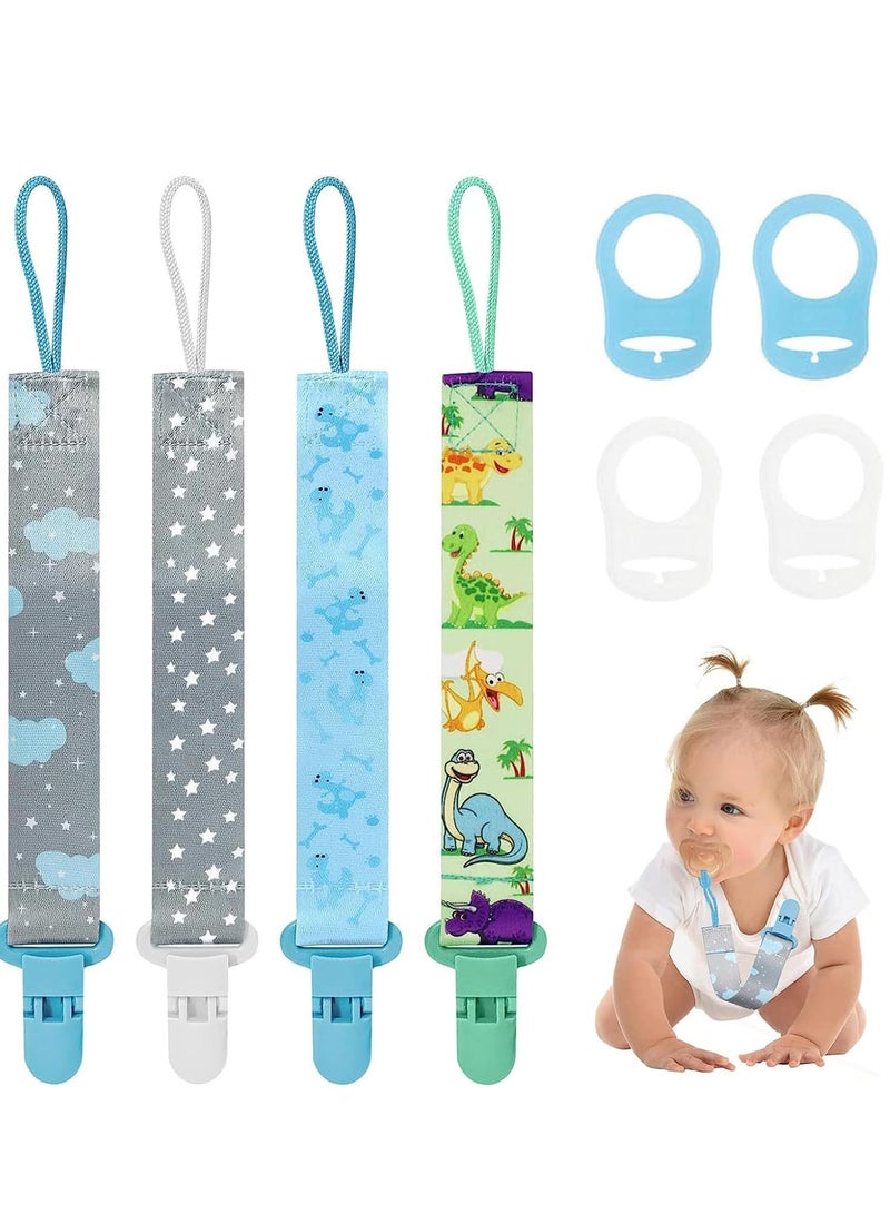 4 Pieces Baby Fake Strap Clip, Pacifier Clip, Pacifier Clip with 4 Silicone Adapters, Pacifier Chain Clip for Everyone, Pacifier, Teething Toys, Baby Essentials - Image 1
