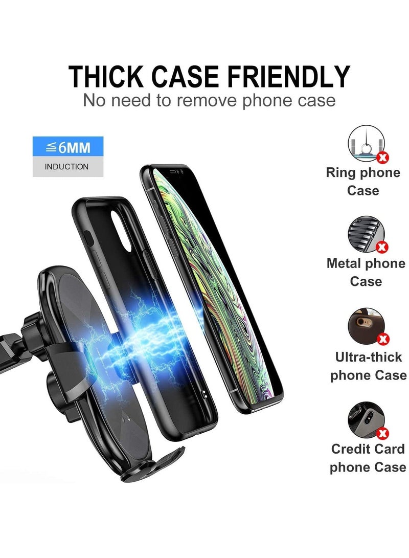 Wireless Car Charger,15W Qi Fast Charging Auto-Clamping Car Phone Holder, Air Vent Windshield Dashboard Car Phone Mount, Long Arm Suction Cup Phone Holder for iPhone or Android Phone - Image 5