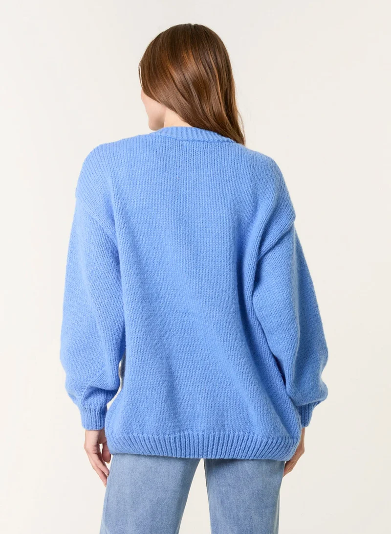 Blue Vanilla Daisy Large Flower Cardigan