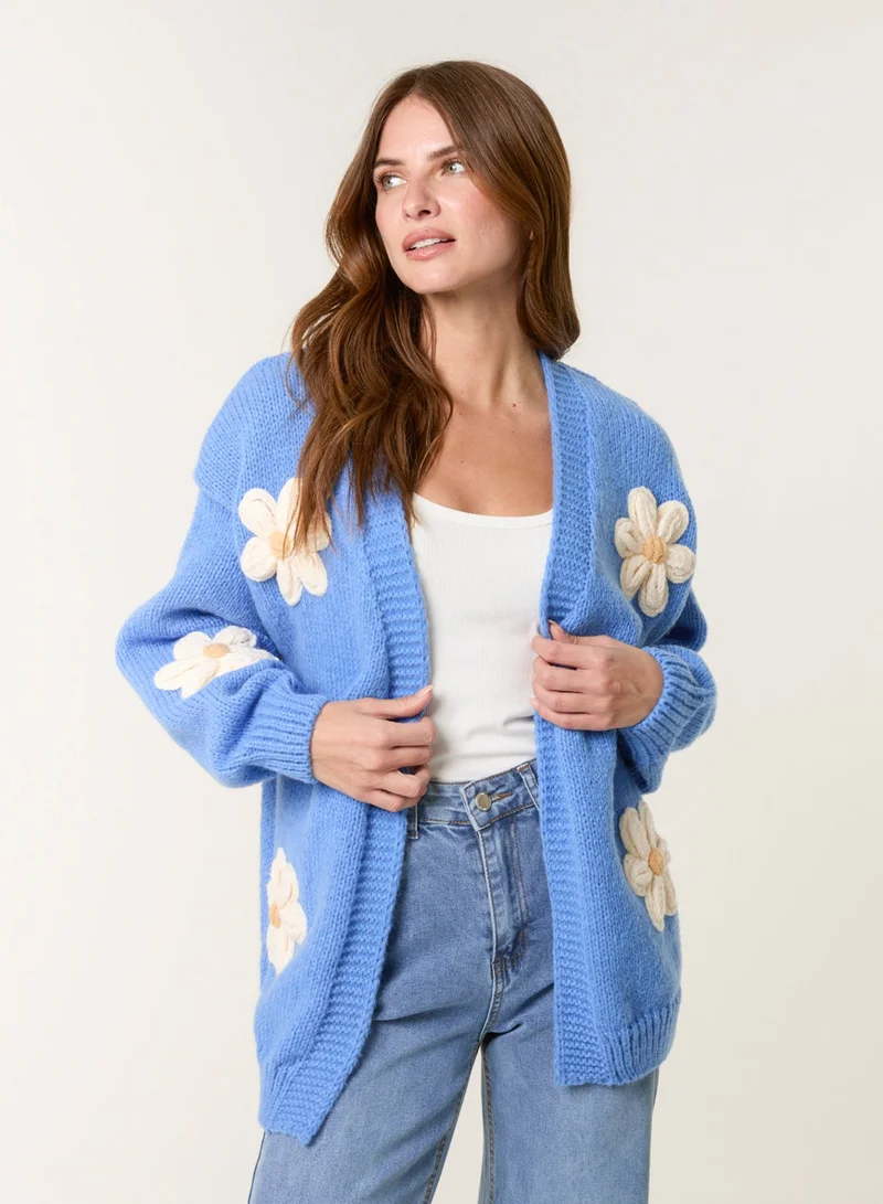 Blue Vanilla Daisy Large Flower Cardigan