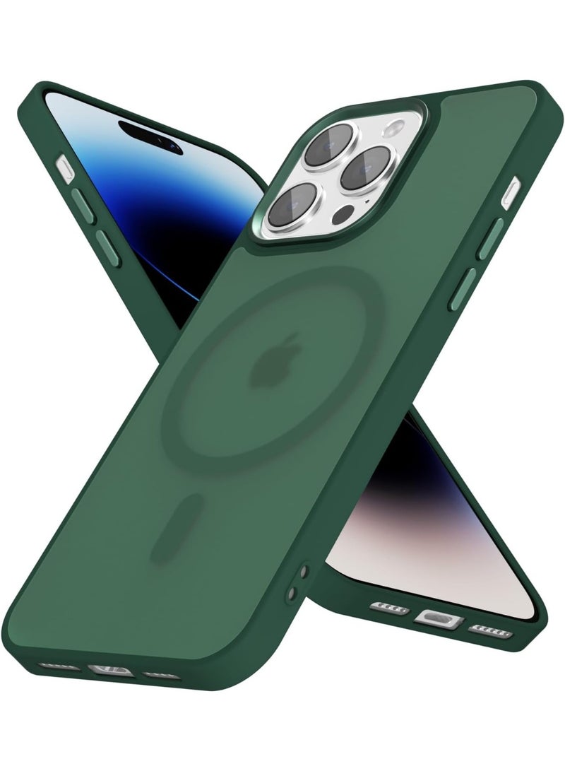 ACLIX Magnetic Case for iPhone 14 Pro Max [Shockproof & Slim] Matte Hard Back Cover with high-Grade Protection | Green - Image 1