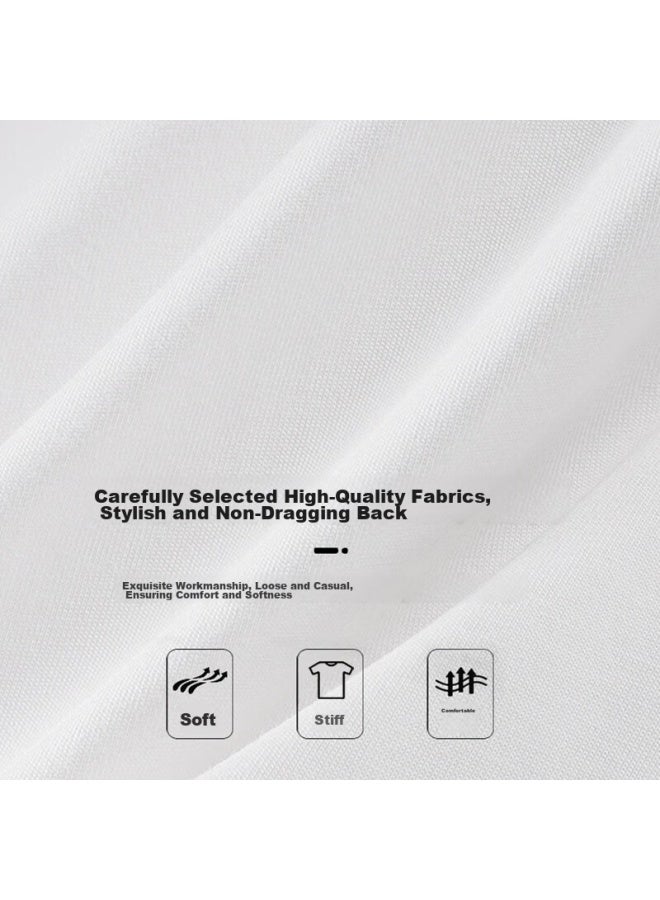 Hipanda Men's Long Sleeve T-shirt, Autumn Heavyweight Pure Cotton, Versatile, Skin-friendly, Breathable, Trendy Top, White, Size L - Image 4