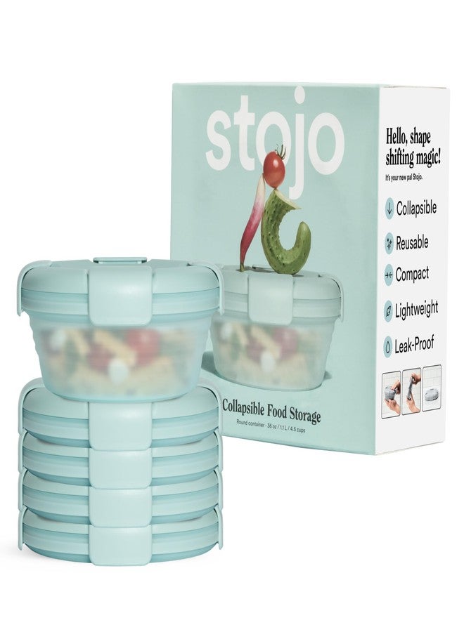 ستوجو مجموعة أوعية ستوجو القابلة للطي (5 قطع) - لون أزرق مخضر شفاف، 36 أونصة - وعاء سيليكون قابل لإعادة الاستخدام للأطعمة الساخنة والباردة - مثالي للسفر، وتحضير الوجبات، ووجبات الغداء الجاهزة، والتخييم، والمشي لمسافات طويلة - آمن للاستخدام في الميكروويف وغسالة الصحون - Image 1