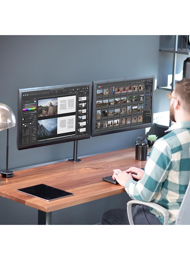 Dual Monitor Stand Desk Mount, Monitor Arm for 2 LCD LED Monitor Screens up to 27", Heavy Duty Fully Adjustable Stand, Gaming Monitor Stand with Clamp and Grommet Mounting Base