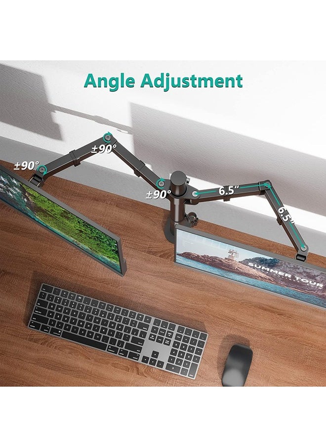 Dual Monitor Stand Desk Mount, Monitor Arm for 2 LCD LED Monitor Screens up to 27", Heavy Duty Fully Adjustable Stand, Gaming Monitor Stand with Clamp and Grommet Mounting Base