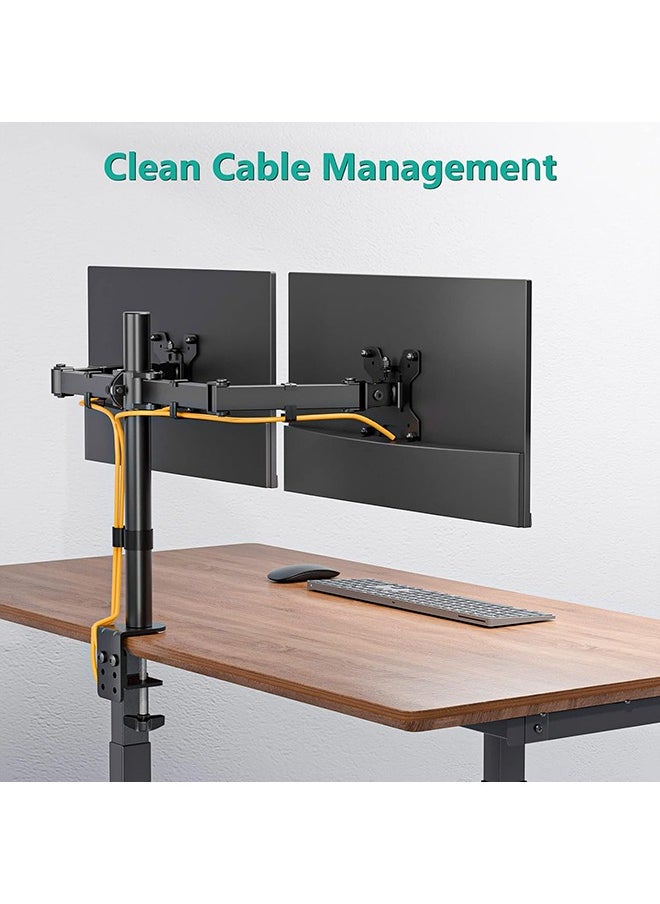 Dual Monitor Stand Desk Mount, Monitor Arm for 2 LCD LED Monitor Screens up to 27", Heavy Duty Fully Adjustable Stand, Gaming Monitor Stand with Clamp and Grommet Mounting Base