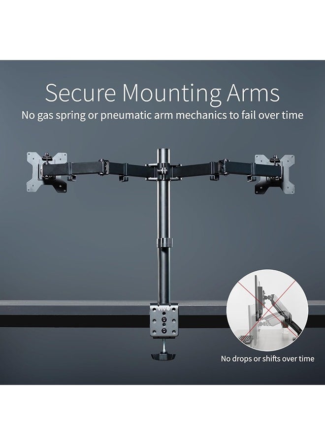 Dual Monitor Stand Desk Mount, Monitor Arm for 2 LCD LED Monitor Screens up to 27", Heavy Duty Fully Adjustable Stand, Gaming Monitor Stand with Clamp and Grommet Mounting Base