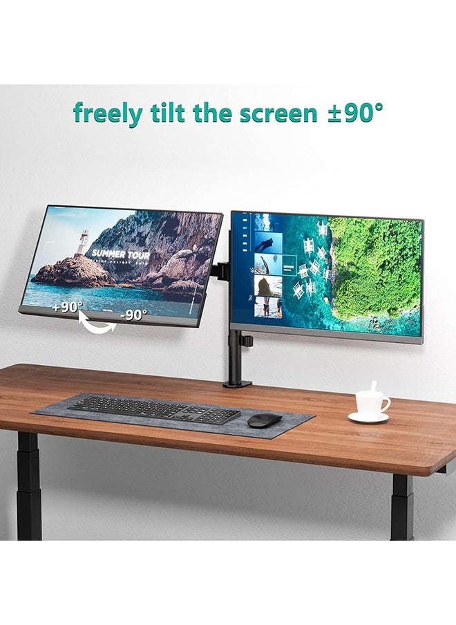 Dual Monitor Stand Desk Mount, Monitor Arm for 2 LCD LED Monitor Screens up to 27", Heavy Duty Fully Adjustable Stand, Gaming Monitor Stand with Clamp and Grommet Mounting Base