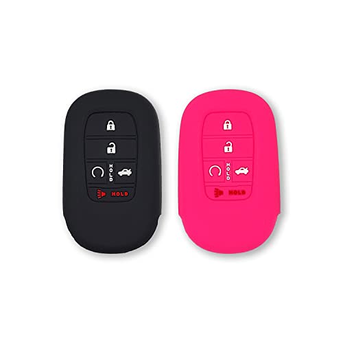 Autobase Silicone Key Fob Cover for 2022 2023 2024 2025 2026 Honda Civic Accord HR-V CR-V Pilot Sport SI EX EX-L Touring | 2026 Car Accessory | Key Protection Case - 2 Pcs (Pink) - Image 1