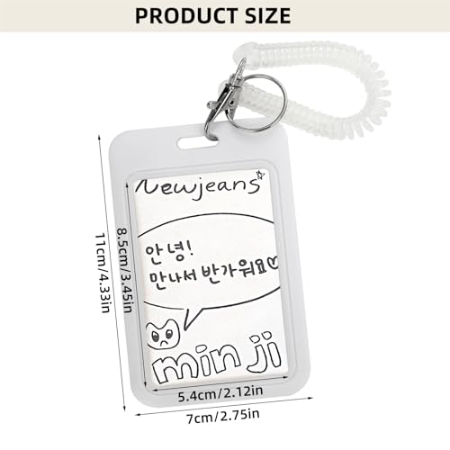 YAHUIPEIUS Acrylic Photocard Holder Keychain Photo Card Holders 3 Inch ID Badge Holder Bus Credit ID Bank Card Holders (Square White) - Image 5