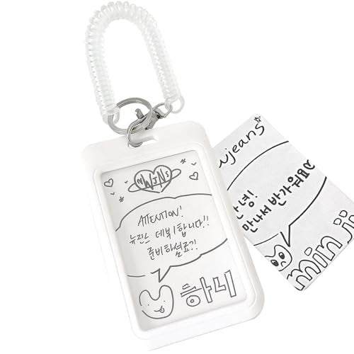 YAHUIPEIUS Acrylic Photocard Holder Keychain Photo Card Holders 3 Inch ID Badge Holder Bus Credit ID Bank Card Holders (Square White) - Image 1