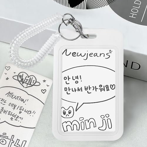 YAHUIPEIUS Acrylic Photocard Holder Keychain Photo Card Holders 3 Inch ID Badge Holder Bus Credit ID Bank Card Holders (Square White) - Image 3