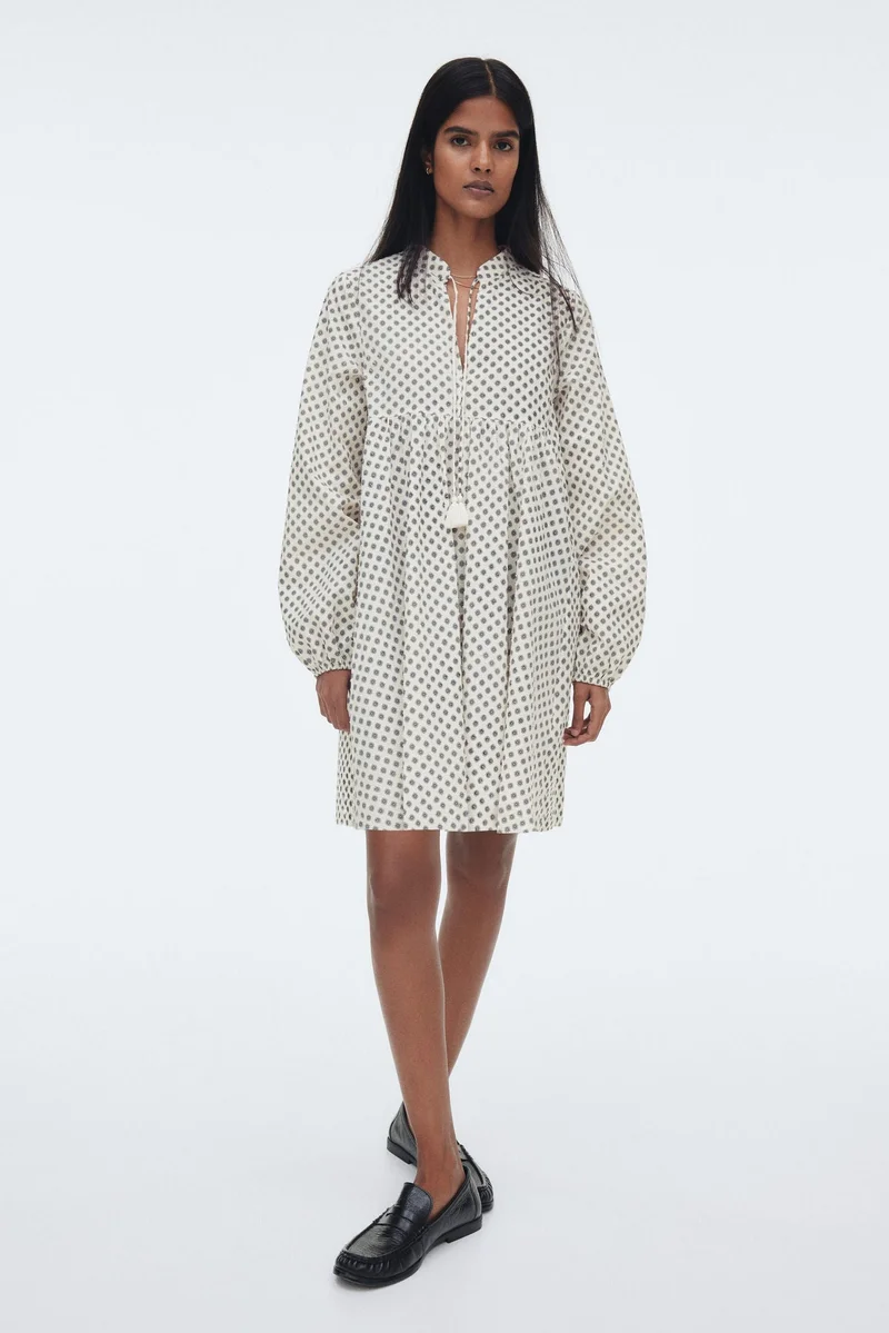 اتش اند ام فستان قطني برباط