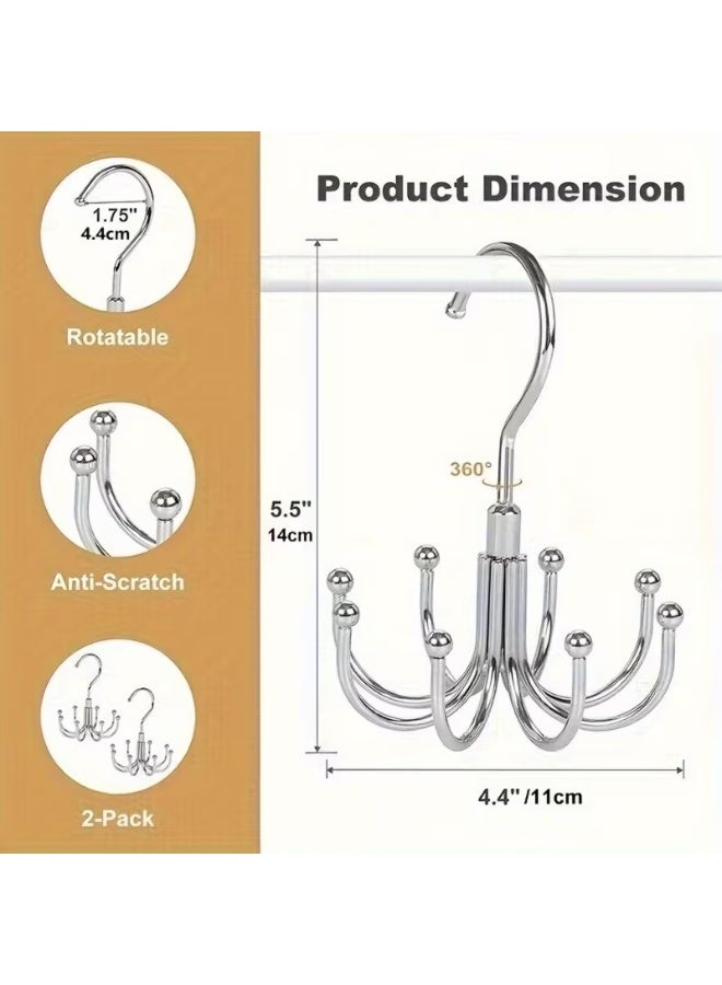 HIAS Space-Saving Rotating Organizer – 8-Hook Wall & Closet Belt Hanger, Heavy-Duty Stainless Steel – For Belts, Ties, Scarves, Bags – Multi-Use Wardrobe Storage Rack - Image 2