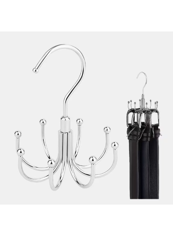 HIAS Space-Saving Rotating Organizer – 8-Hook Wall & Closet Belt Hanger, Heavy-Duty Stainless Steel – For Belts, Ties, Scarves, Bags – Multi-Use Wardrobe Storage Rack - Image 1