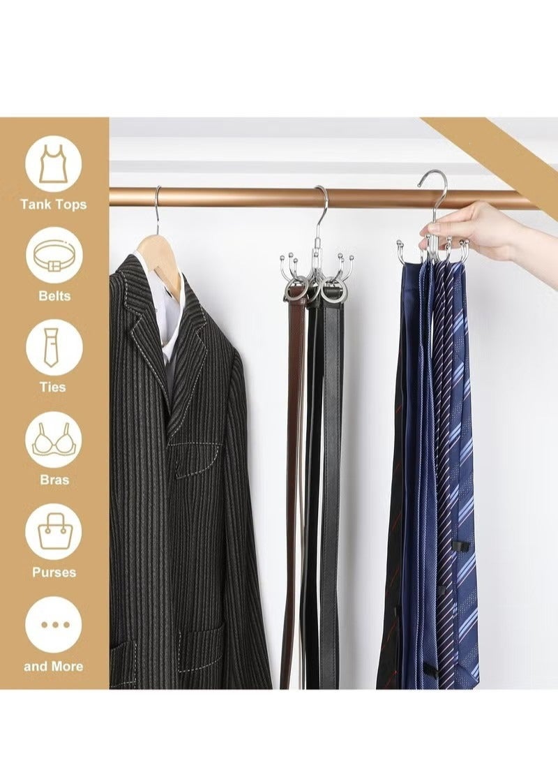 HIAS Space-Saving Rotating Organizer – 8-Hook Wall & Closet Belt Hanger, Heavy-Duty Stainless Steel – For Belts, Ties, Scarves, Bags – Multi-Use Wardrobe Storage Rack - Image 4