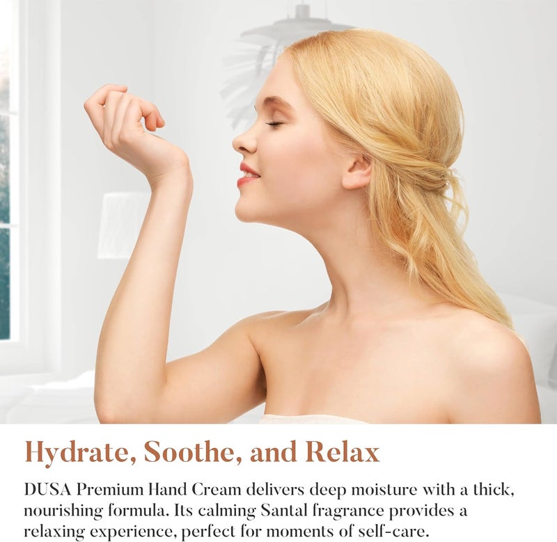 Dusa Santal Gift Set Room Spray Santal Fragrance 2 oz Premium Hydrating Hand Cream 2 oz Soothing Hand Soap Toile de Jouy Makeup Pouch Ideal Luxurious Gift for Mothers Day - Image 2