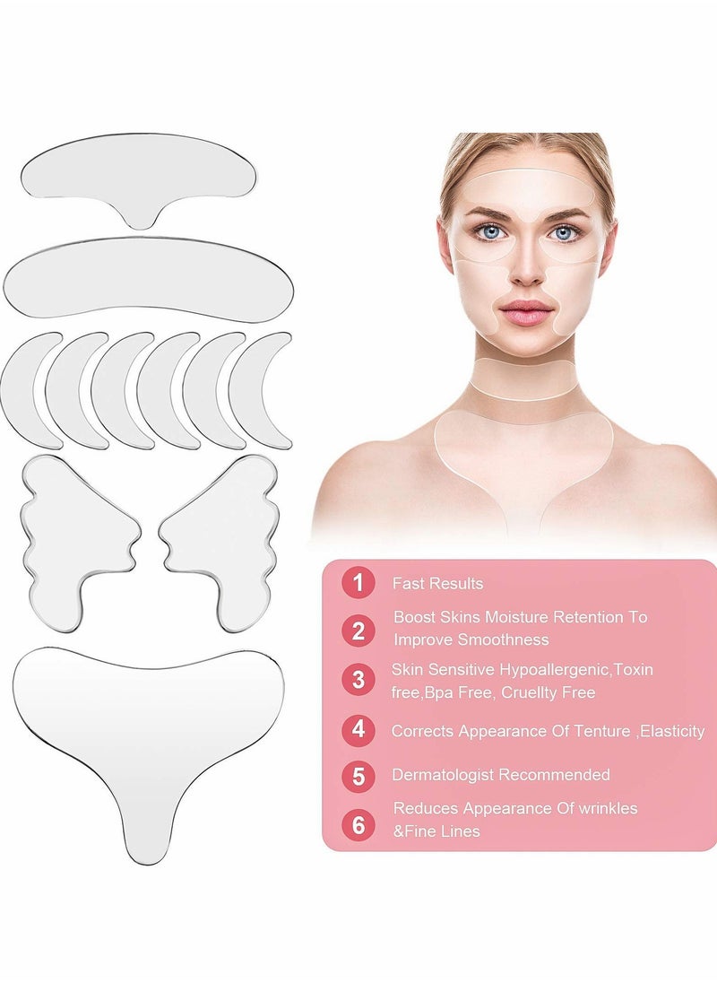 Reusable Silicone Wrinkle Pads for Face and Chest, Neck and Forehead Patches, Perfect Anti-Aging Solution, Ideal Valentine's Gift