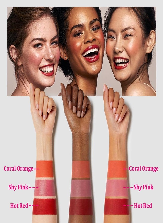 PPPanYiDi 3PCS Blush Stick for Cheeks,Multi-use Solid Matte Makeup Stick Blush Cream for Cheek Eyes and Lips Tint,Moisturizing Tinted Cream Blush,Natural Blendable Cheek Blusher with 3 Makeup Sponges - Image 2