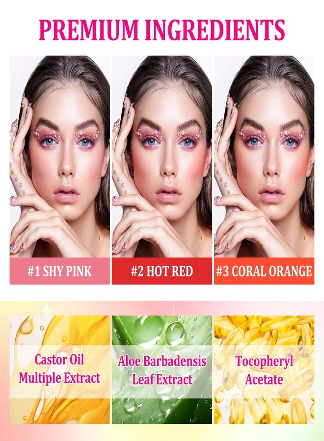 PPPanYiDi 3PCS Blush Stick for Cheeks,Multi-use Solid Matte Makeup Stick Blush Cream for Cheek Eyes and Lips Tint,Moisturizing Tinted Cream Blush,Natural Blendable Cheek Blusher with 3 Makeup Sponges - Image 3