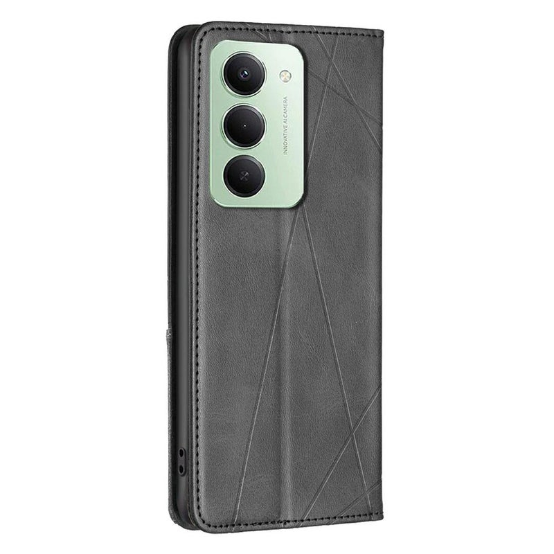 إيروريكس جراب هاتف جلدي مغناطيسي بتصميم معين الشكل لهاتف Redmi 15 5G Global / 15 4G SEA مقاس 169.5 مم (أسود) - Image 3