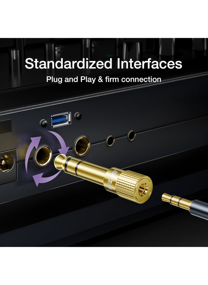 فليفيو محول مقبس صوت ستيريو مقاس 6.35 مم 1.4 بوصة ذكر إلى 3.5 مم 1.8 بوصة أنثى لكابل AUX لمكبر صوت الجيتار وسماعات الرأس عبوة من قطعتين - Image 4