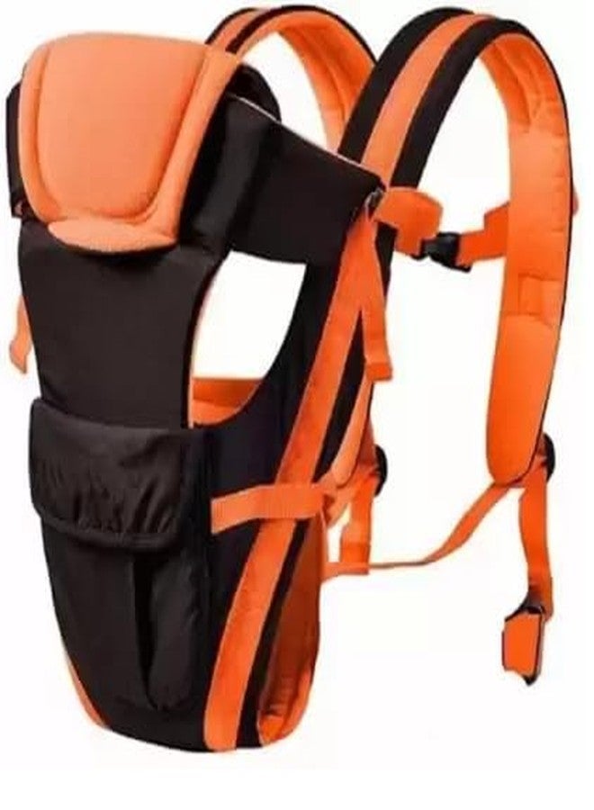 SKMODEL STYLISH 4-in-1 Adjustable Baby Carrier Cum Kangaroo Bag/Baby Carry Sling/Back/Front Carrier for Baby with Safety Belt and Buckle Straps (Black & Orange) - Image 3