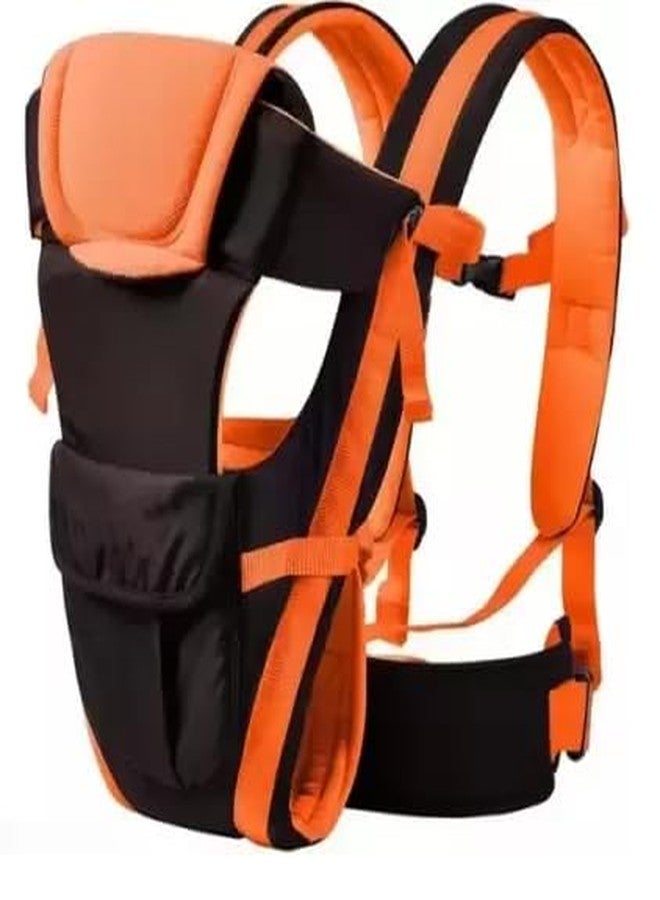 SKMODEL STYLISH 4-in-1 Adjustable Baby Carrier Cum Kangaroo Bag/Baby Carry Sling/Back/Front Carrier for Baby with Safety Belt and Buckle Straps (Black & Orange) - Image 2