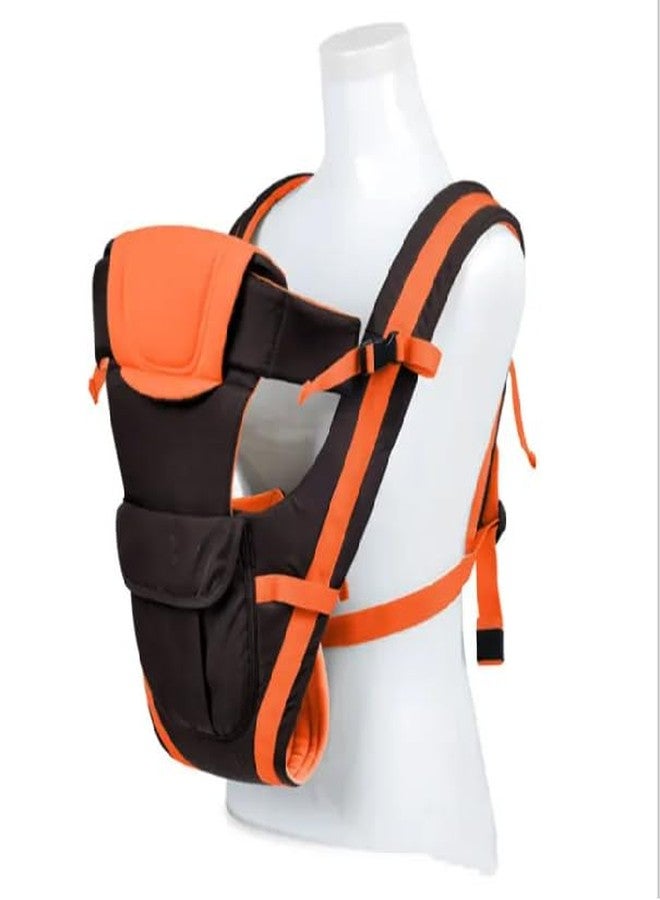 SKMODEL STYLISH 4-in-1 Adjustable Baby Carrier Cum Kangaroo Bag/Baby Carry Sling/Back/Front Carrier for Baby with Safety Belt and Buckle Straps (Black & Orange) - Image 1