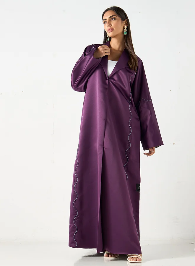 هدية المدينة  Embellished Satin Abaya - HM
