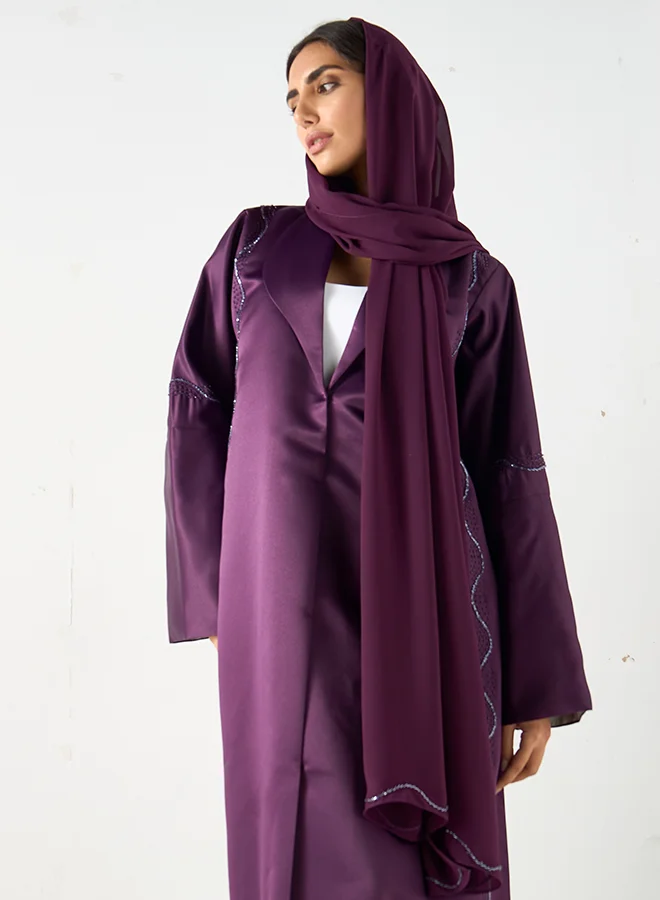 هدية المدينة  Embellished Satin Abaya - HM