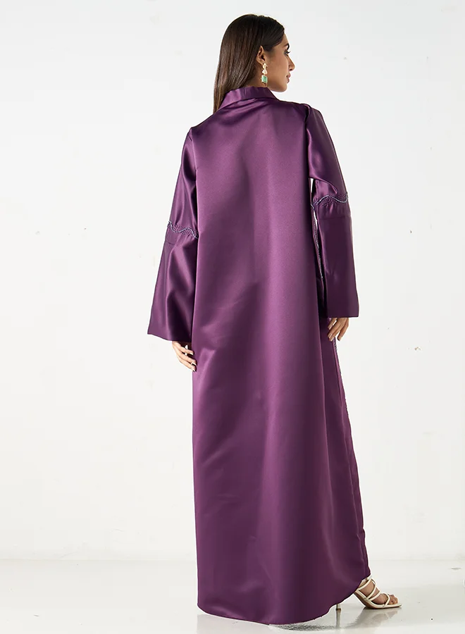 هدية المدينة  Embellished Satin Abaya - HM