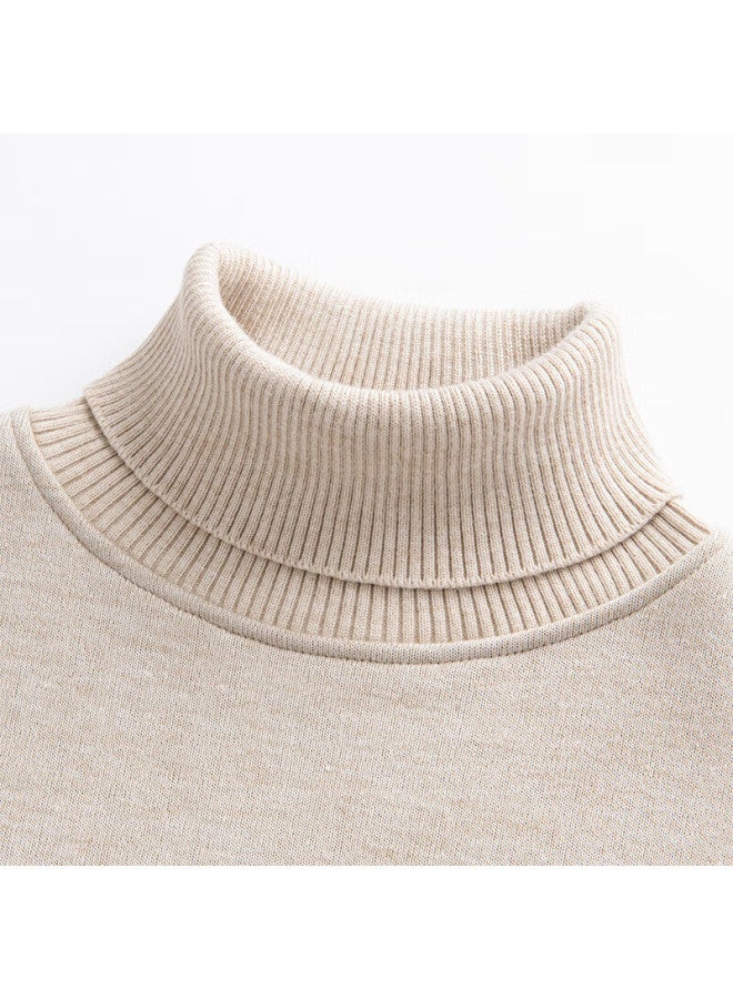 GENIOLAMODE Geniolamode Turtleneck Sweater For Men, Autumn And Winter Inner Wear, Warm Base Layer Knit Sweater, Men's Wool Top, Khaki, 3xl  - Image 2